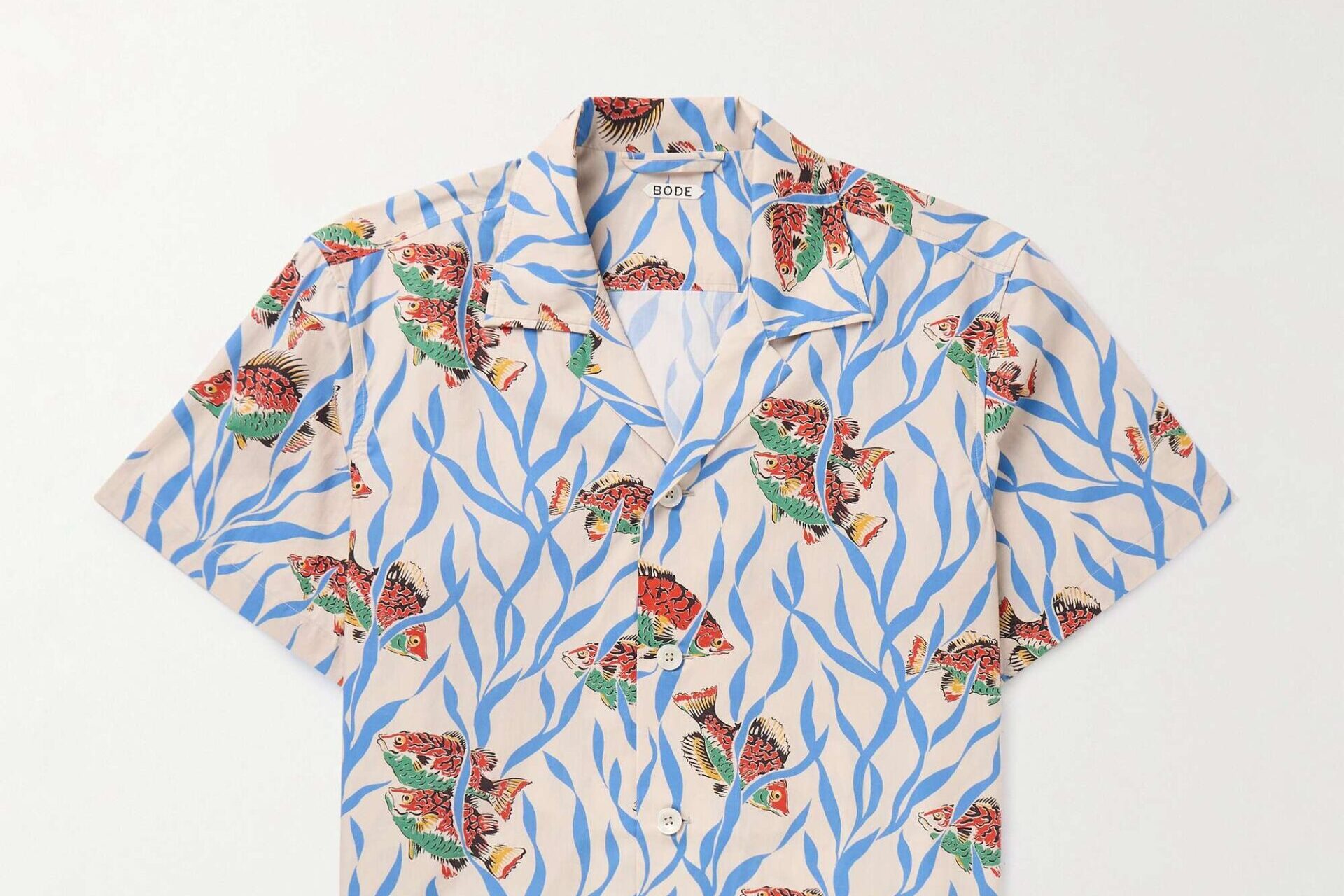 Bode Swimmers Camp-Collar Printed Cotton Shirt